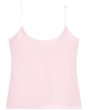 Courreges Cropped Tank Top With Adjustable Spaghetti Straps - Pink