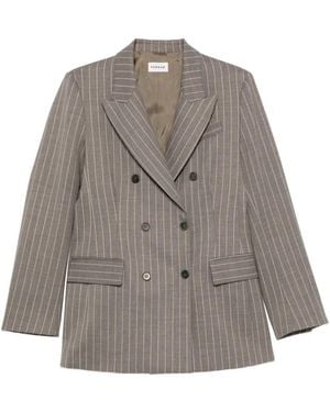 P.A.R.O.S.H. Pinstripe-Pattern Double-Breasted Blazer - Grey