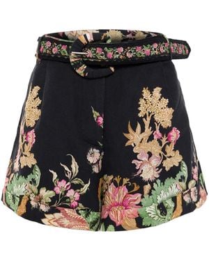 Hemant & Nandita Shorts mit Blumen-Print - Schwarz