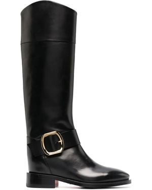 Santoni Buckle-Detail Knee-Length Boots - Black