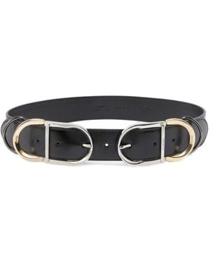 Pinko Ceinture En Cuir Brillant À Boucles En Métal, 4 Cm - White