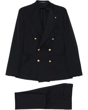 Tagliatore Double-Breasted Buttoned Suit - Black