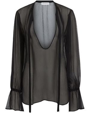 Nina Ricci Semi-Transparentes Seidenoberteil - Schwarz