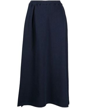 Yohji Yamamoto High-Waist Pleated Midi Skirt - Blue