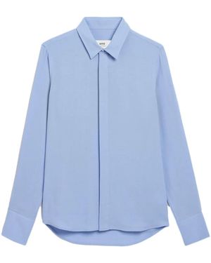 Ami Paris Virgin Wool-Blend Shirt - Blue