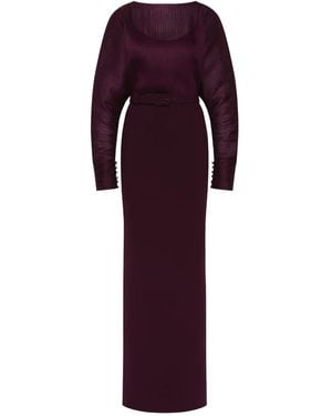 Rebecca Vallance Syrah Pleated Belted Gown - Purple