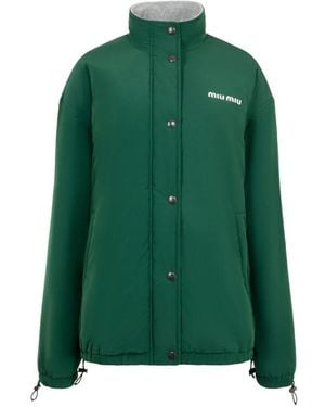 Miu Miu Pongé-And-Fleece Jacket - Groen