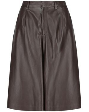 Brunello Cucinelli Nappa Leather Wide Bermuda Shorts - Brown