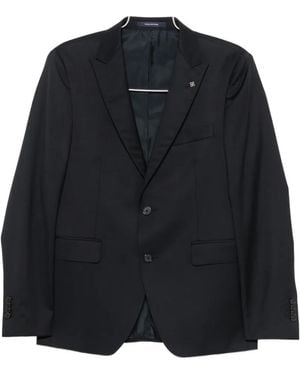 Tagliatore Super 110's Single-Breasted Wool Suit - Black