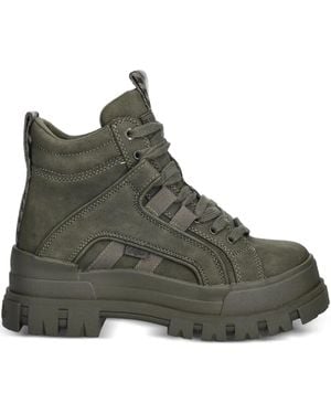 Buffalo Lace-Up Tread-Sole Boots - Green