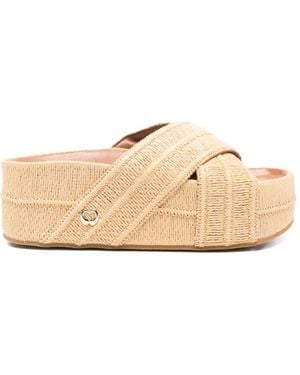 Maje Woven Crossover Mules - Natural