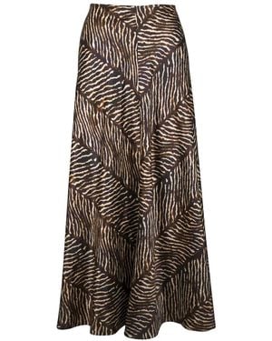 Peter Cohen Animal-Print Midi Skirt - Brown