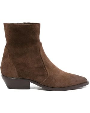 Julie Dee Zipped Ankle Boots - Brown