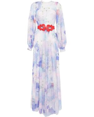 Saiid Kobeisy Floral Printed Long Dress - White