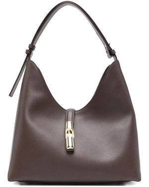 Furla Medium Logo-Detail Leather Shoulder Bag - Grey