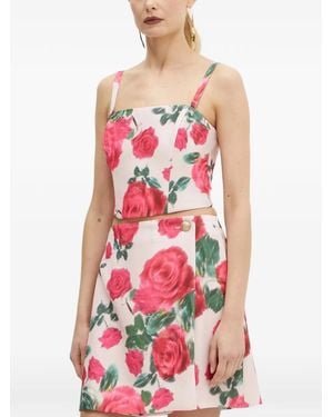 Guess Floral-Print Strap Top - White