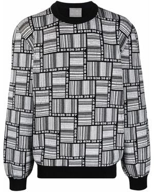 VTMNTS Crew Neck Patterned Sweater - Gray