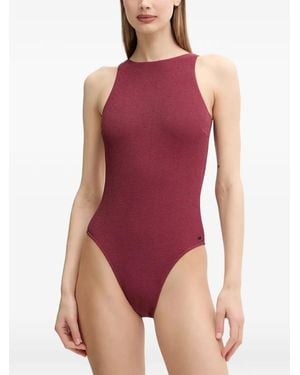 Picture Kalen Ribbed-Knit Open-Back Swimsuit - Purple