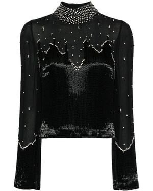 Jenny Packham Imagine Beaded Silk Top - Black