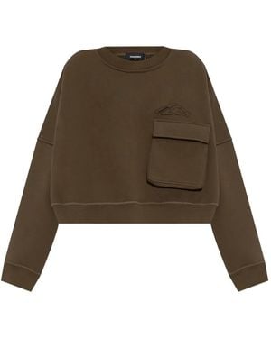 DSquared² Pocket-Detail Cropped Sweatshirt - Natural