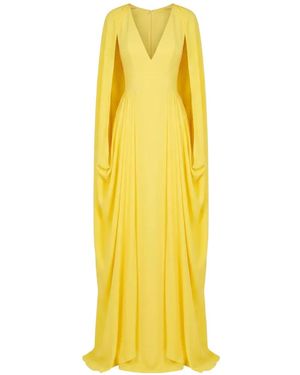 Gemy Maalouf Cape-Sleeve V-Neck Maxi Dress - Yellow