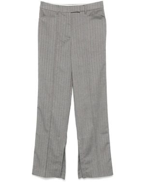 Remain Herringbone-Pattern Striped Trousers - Grey