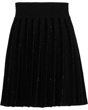 Balmain Mini-Rok Met Glitters En Plooien - Zwart