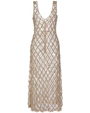Markarian Odette Bead-And-Seashell Embellished Midi Dress - White