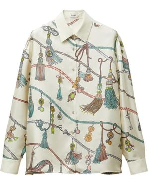 Versace Zijden Twill Blouse Met Print - Wit