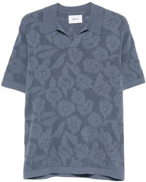 NN07 Ryan Floral Openwork T-Shirt - Blue