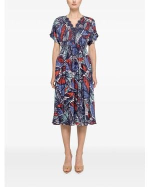 Nissa Lace-Detail Viscose Midi Dress - Blue