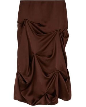 Ganni Gathered Midi Skirt - Brown