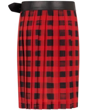 Moschino Falda Midi Con Cinturón - Rojo