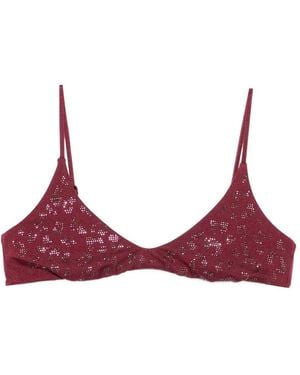 MC2 Saint Barth Paloma Leopard-Print Strass-Embellished Bra - Red