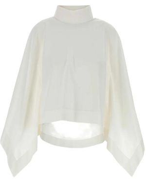 Carven High-Neck Cotton Cape - White