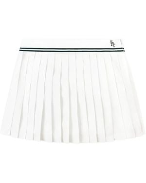 Sporty & Rich Pleated Striped Mini Skirt - White
