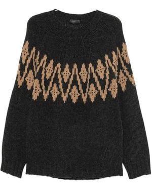 Dondup Intarsia-Knit Raglan-Sleeve Jumper - Black