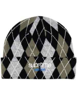 Supreme Argyle-Check Cashmere Beanie - Black