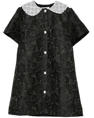 Sister Jane Round-Collar Buttoned Dress - Black