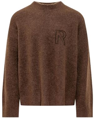 Represent Logo-Embroidered Brushed-Finish Sweater - Brown