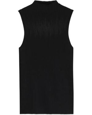 HUGO Knitted Top With Sheer Section - Black