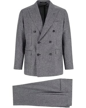 Tagliatore Double-Breasted Checkered Suit - Gray