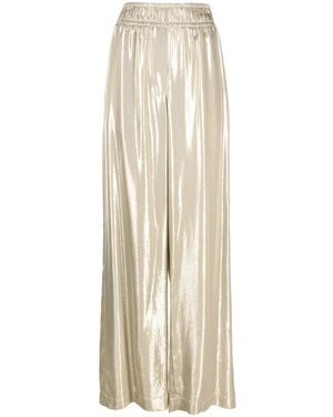 Brunello Cucinelli Metallic Wide-Leg Trousers - Natural