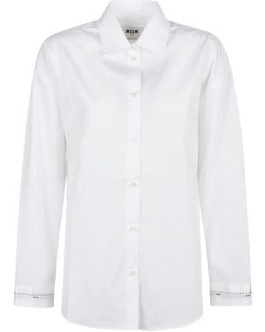 MSGM Logo-Detail Long-Sleeve Shirt - White