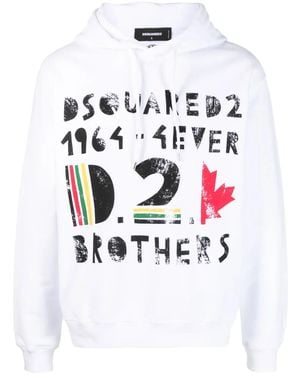 DSquared² Logo-Print Cotton Hoodie - White
