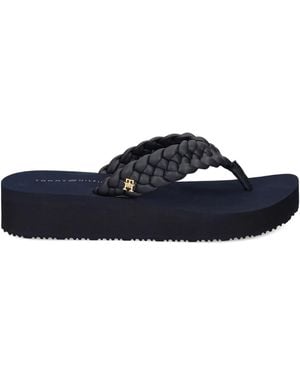 Tommy Hilfiger 38Mm Braided Platform Flip-Flops - Blue