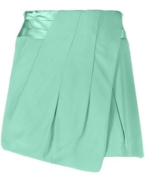 Balmain Hw Satin Waistband Crepe Draped Sho - Green