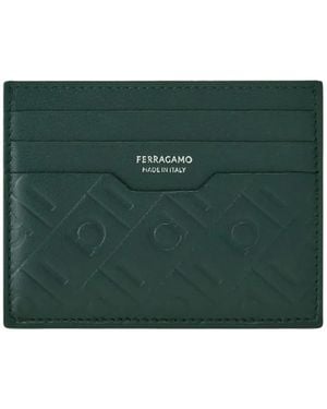 Ferragamo Monogram-Embossed Cardholder - Green