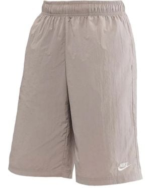 Nike Swoosh-Embroidered Elastic-Waist Shorts - Grey