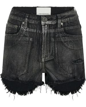 One Teaspoon Bonitas Frayed Denim Short Shorts - Black